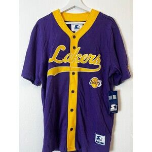 LA Lakers NBA Baseball Jersey Men’s Medium Starter Purple New Los Angeles 1947